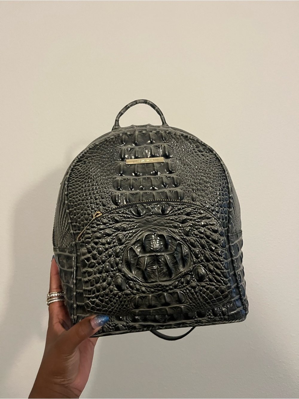 Croc-Embossed Mini Backpack - Black